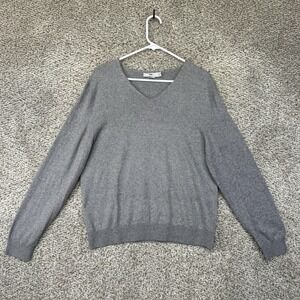 Inis‎ Meain Sweater Men's Medium 100% Linen V-Neck Made In Ireland Gray Pullover